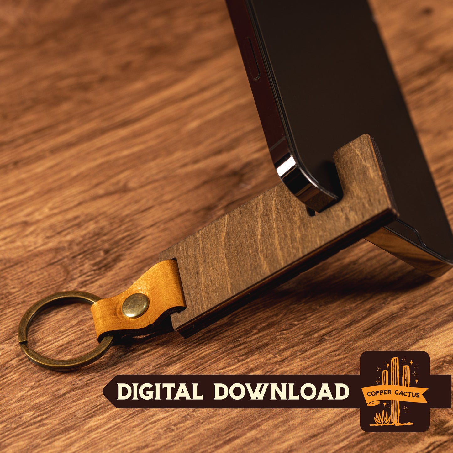 Phone Holder | SVG Cut File for Leather and Wood