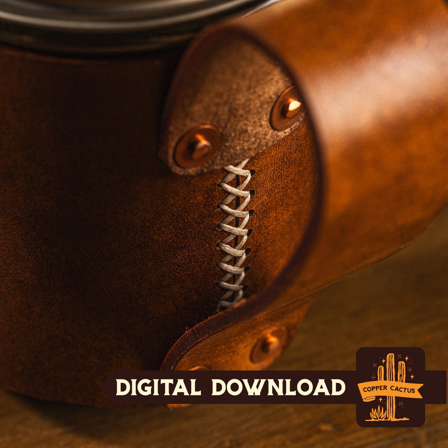 Wide Mouth Pint Mason Jar Leather Sleeve - Digital Template