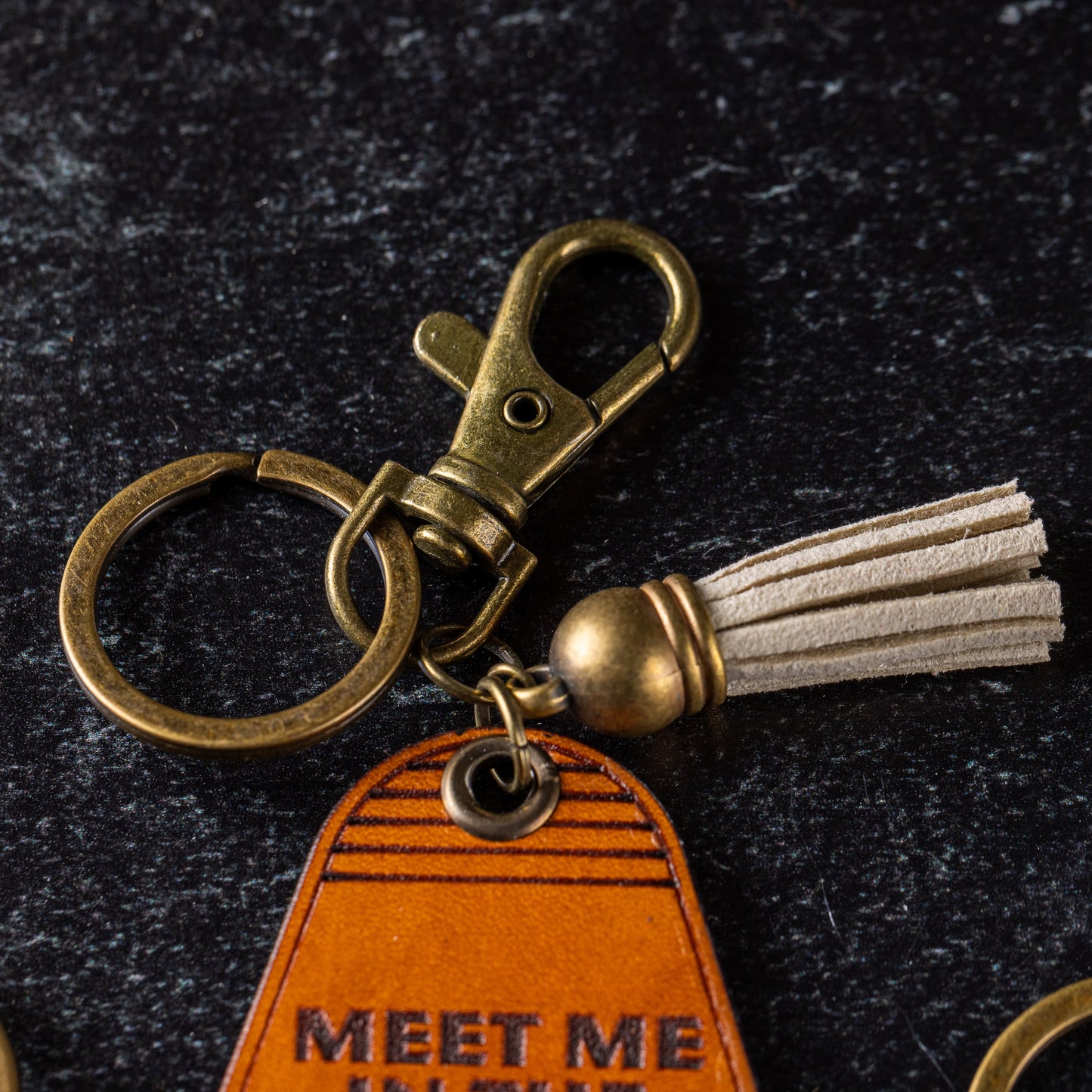 Leather Motel Style Keychain | 'Stay Home Club'