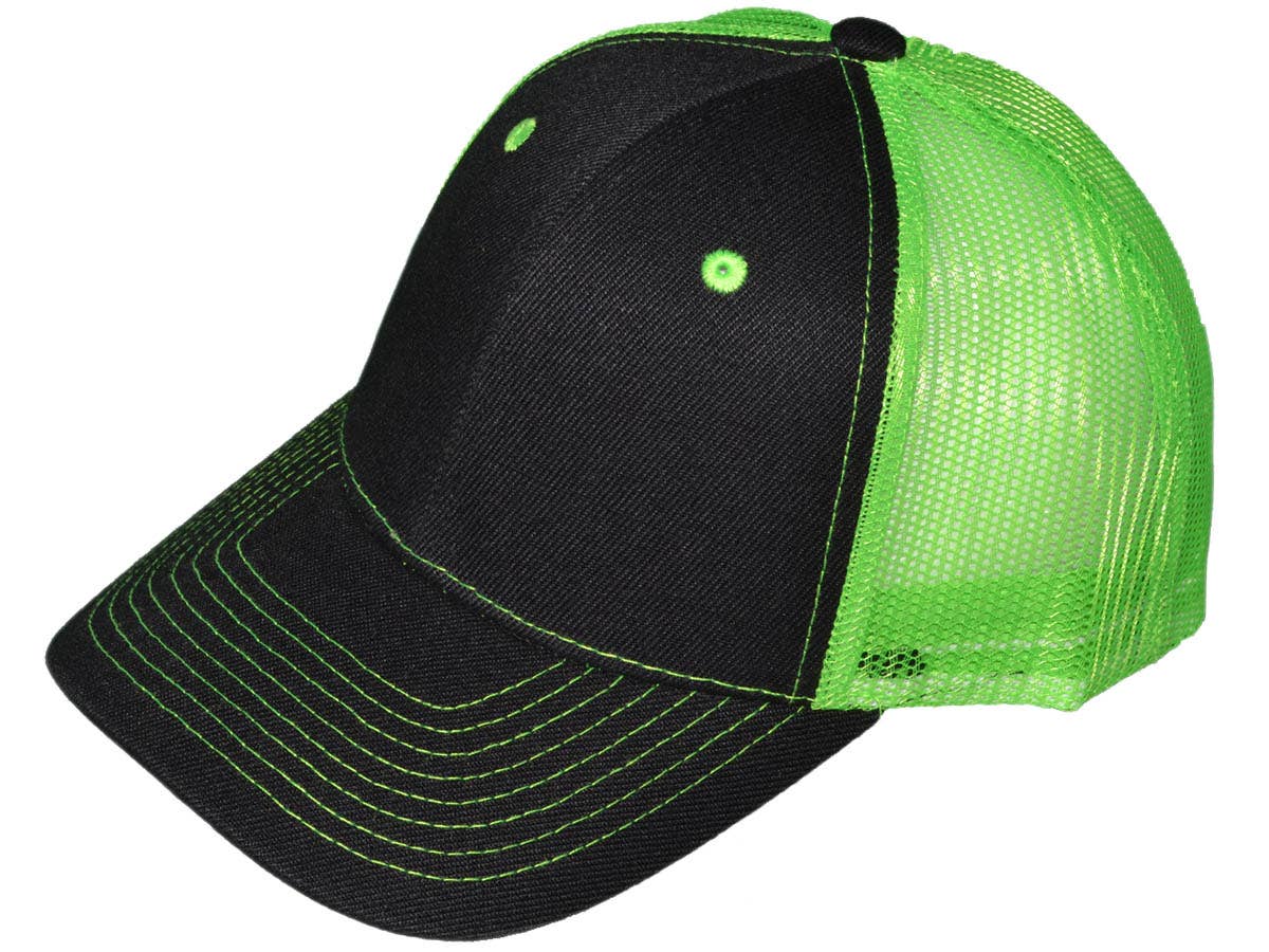 *Youth Size* Blank Trucker Hats - Structured Mesh BK Caps
