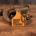 Drive Safe Cowtag Keychain