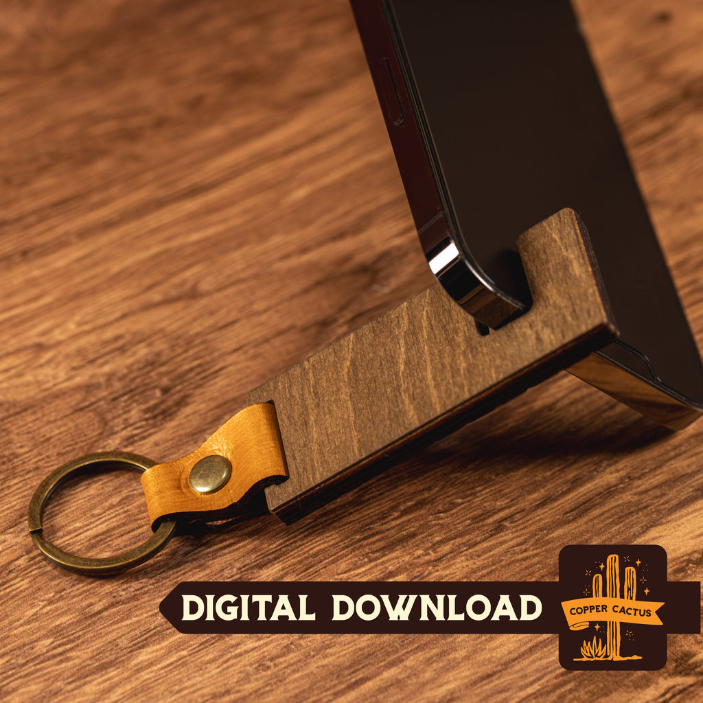 Phone Holder | SVG Cut File for Leather and Wood