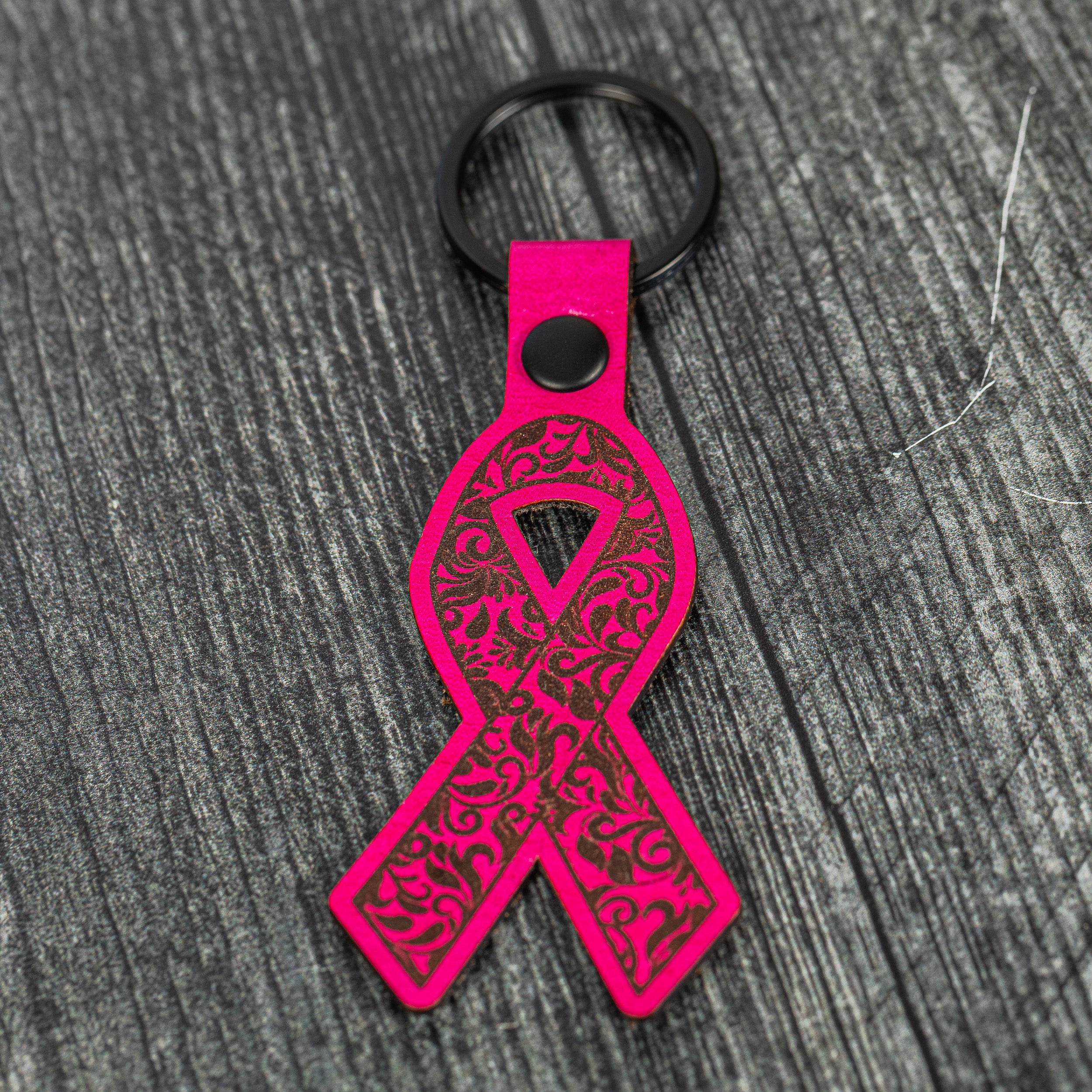 Breast Cancer Ribbon Keychain – Copper Cactus Collective