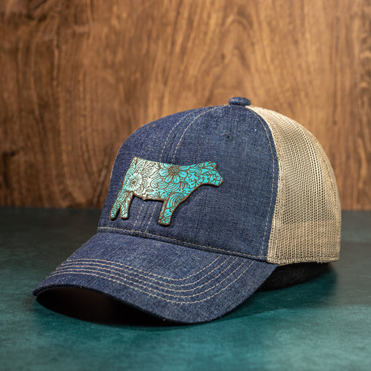 Show Steer Turquoise Floral | Women's Mesh Back Hat