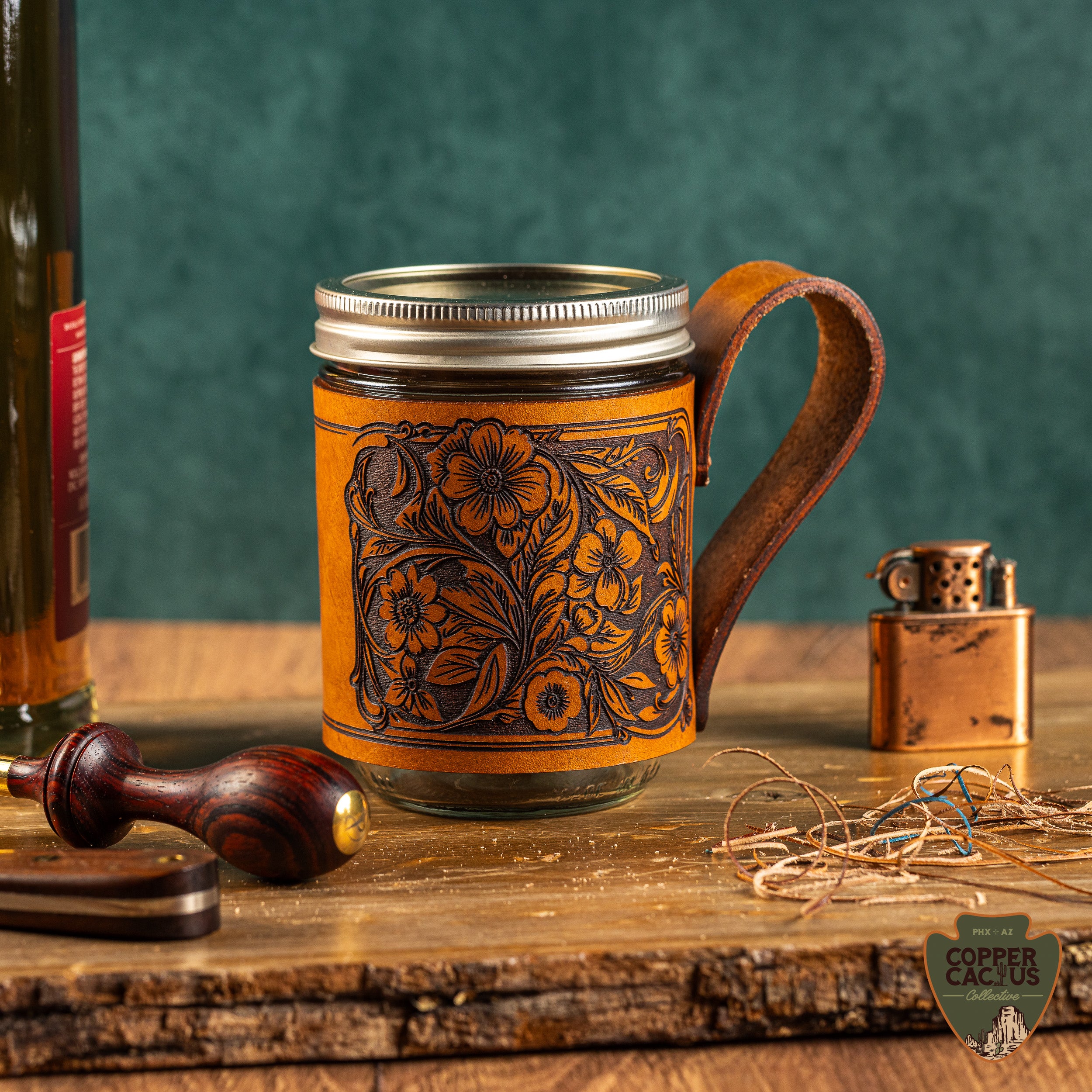 Crafted with Copper Cactus: Leather Mason Jar Mug Wrap Workshop