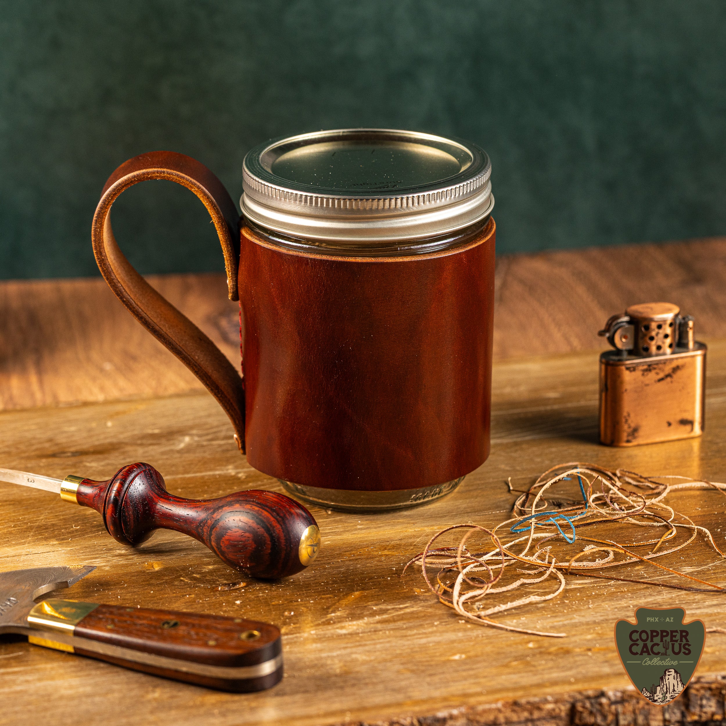 Crafted with Copper Cactus: Leather Mason Jar Mug Wrap Workshop