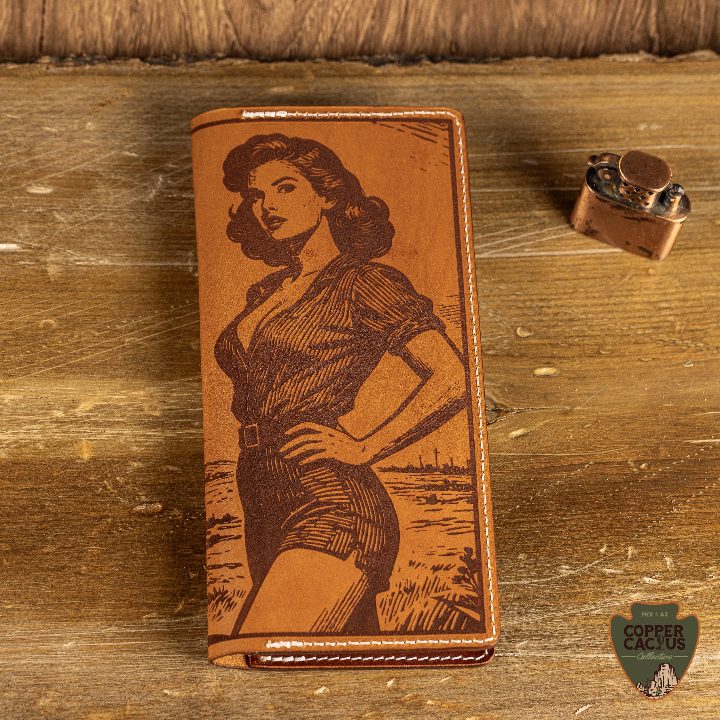 Tally Book Cover - Pin-Up Woman with Pump Jack