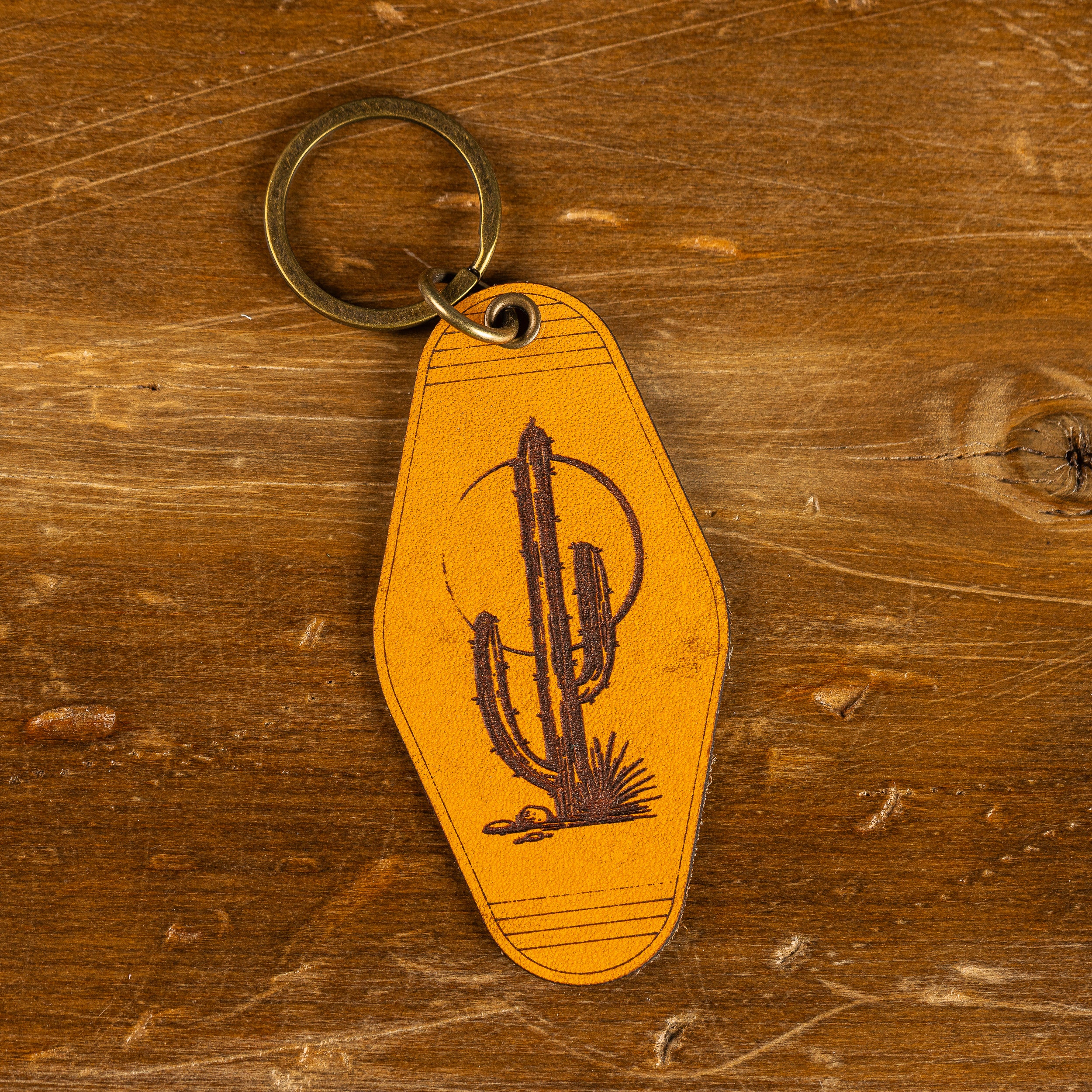 Saguaro | Leather Motel Style Keychain