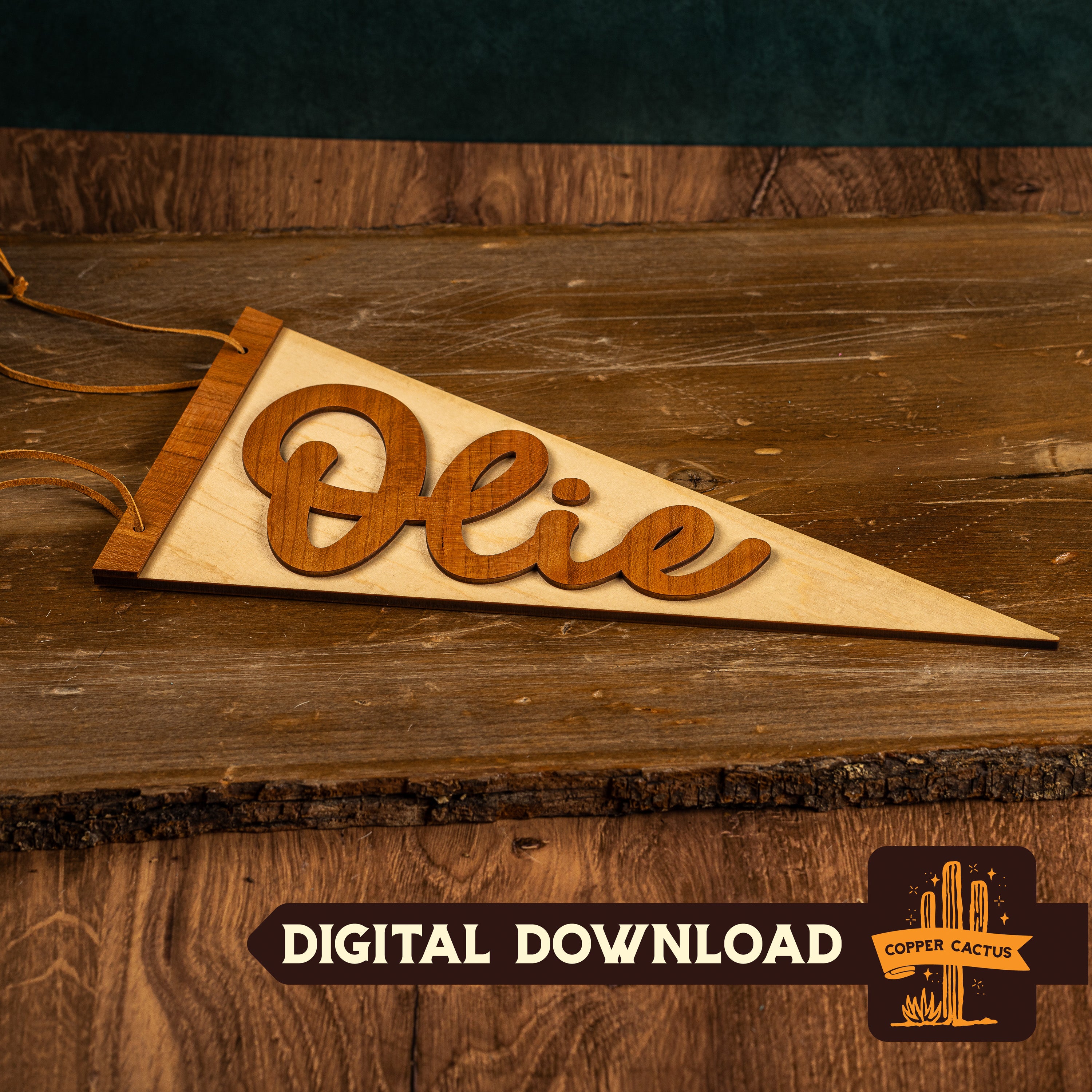 Wood Name Pennant Laser Cut File