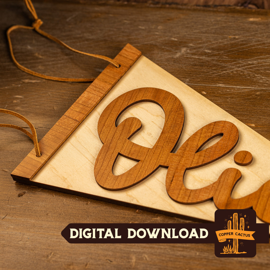 Wood Name Pennant Laser Cut File