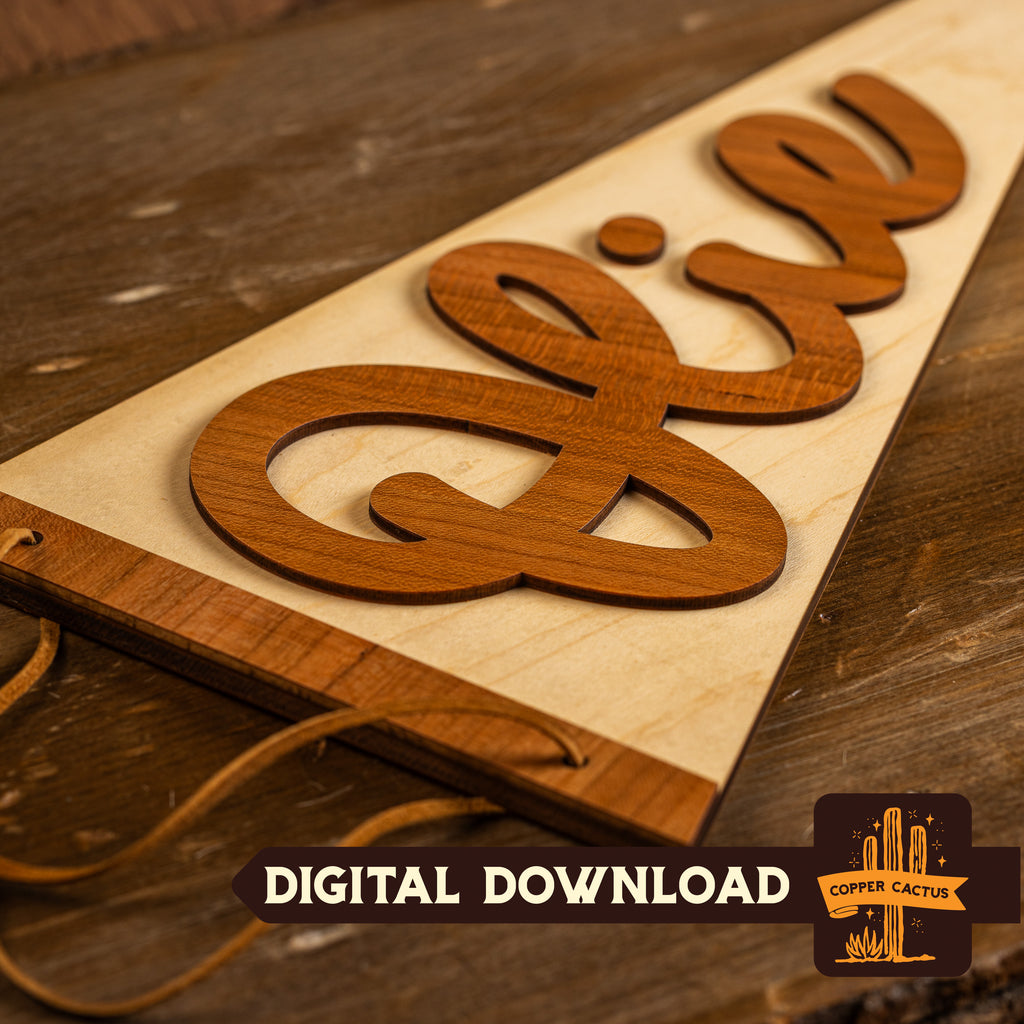 Wood Name Pennant Laser Cut File