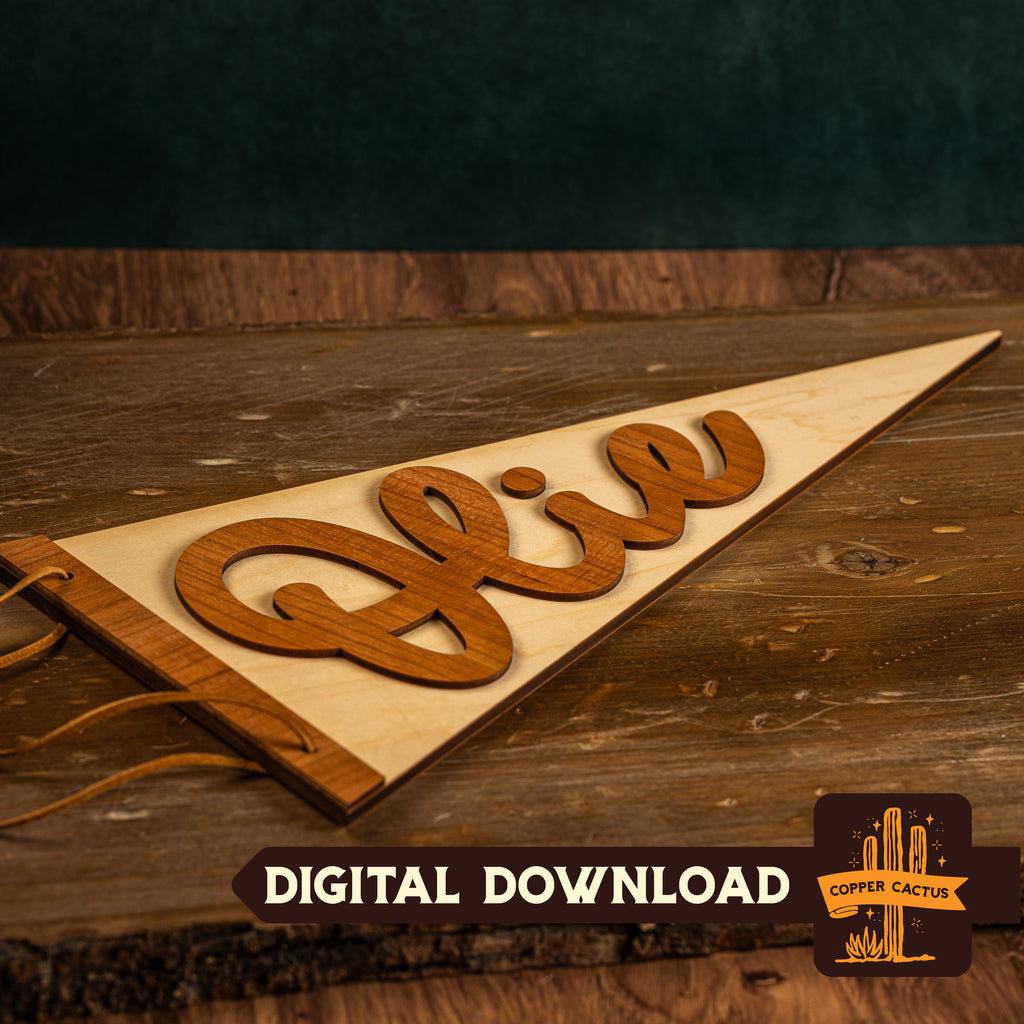 Wood Name Pennant Laser Cut File
