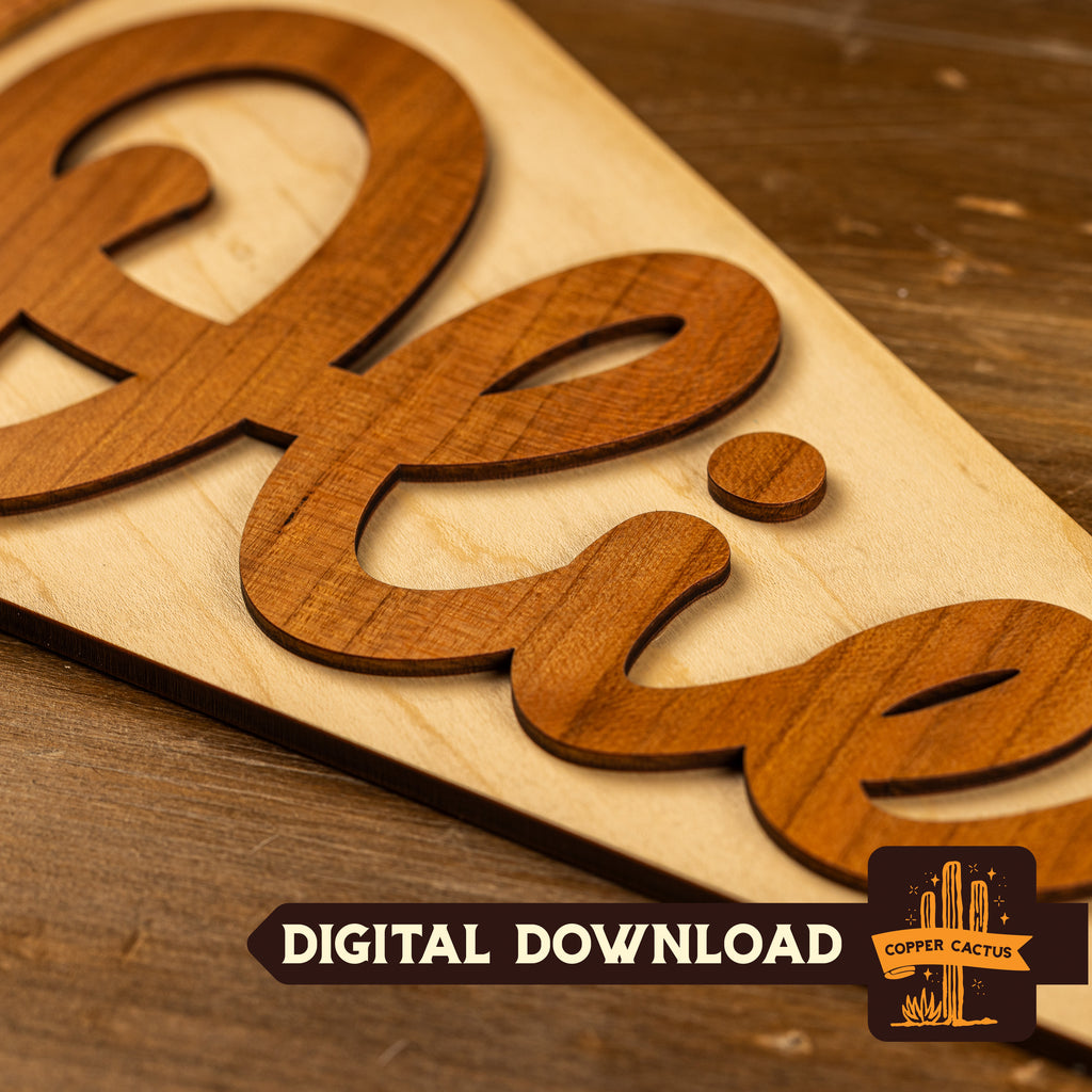Wood Name Pennant Laser Cut File