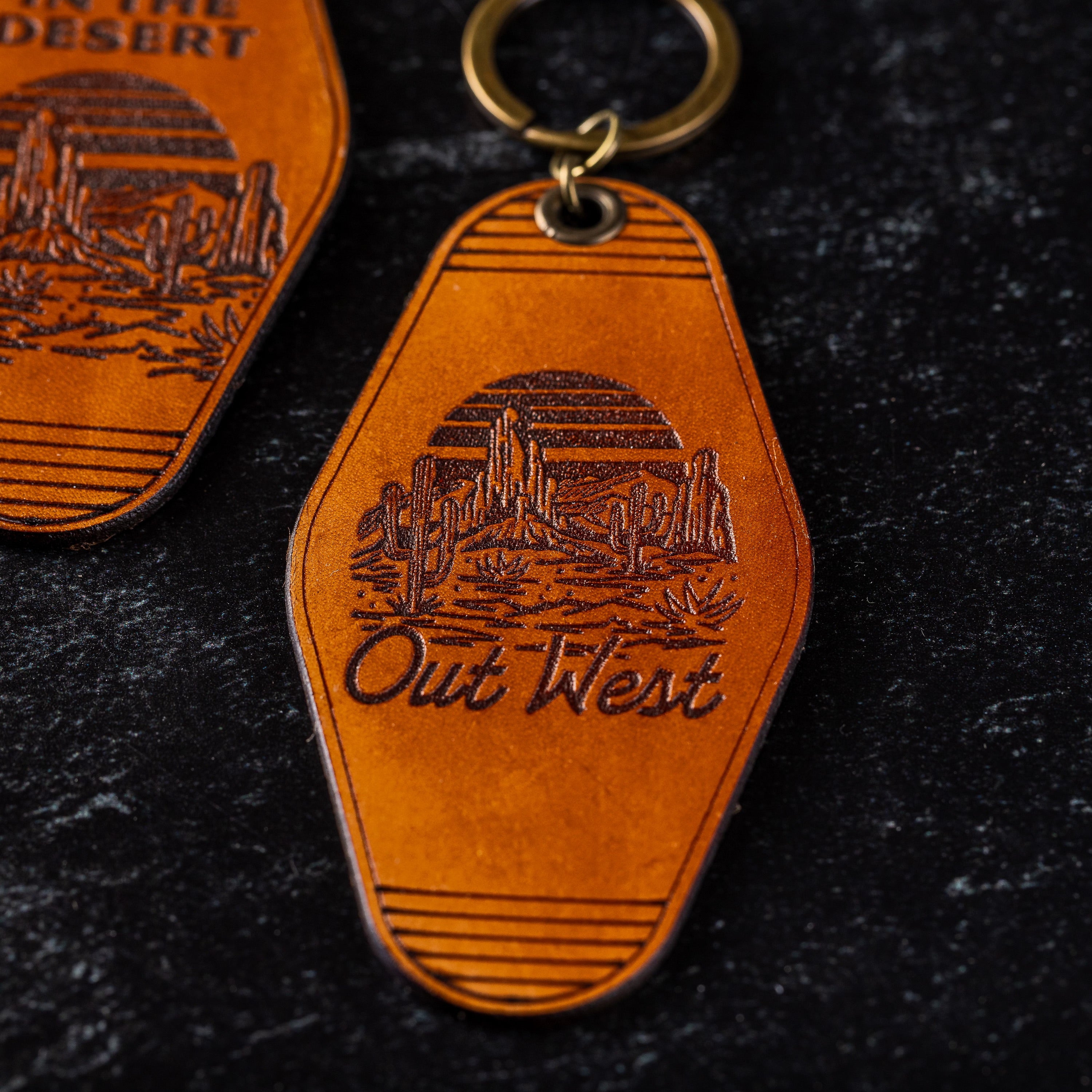 'Out West' | Leather Motel Style Keychain