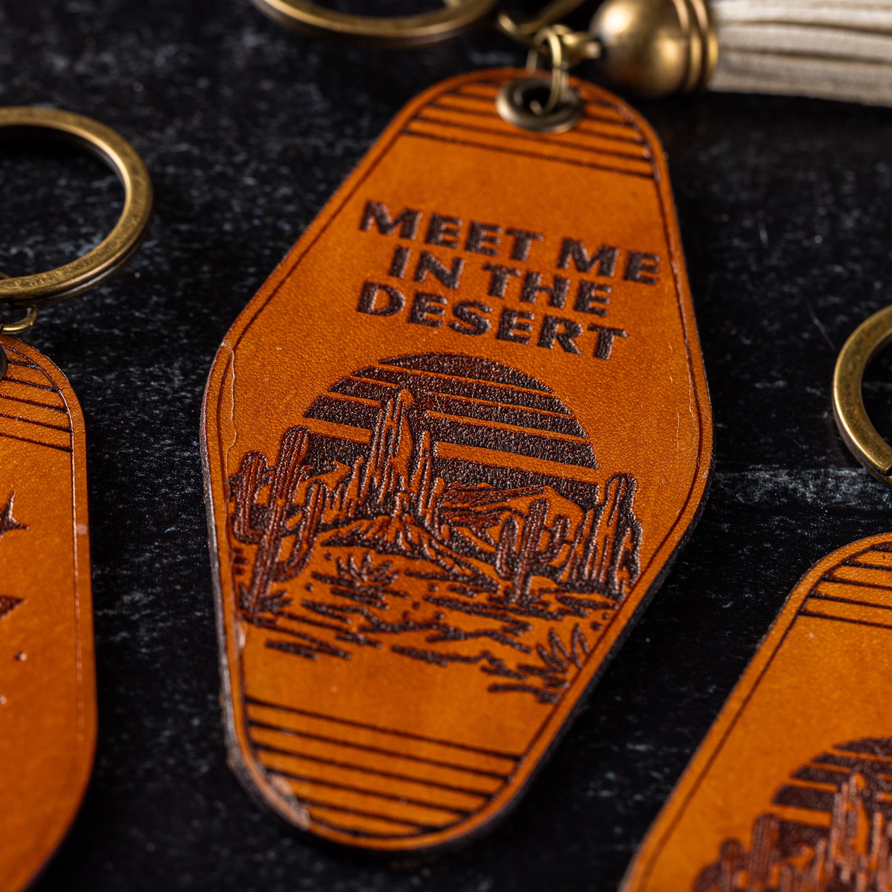 'Meet Me in the Desert' | Leather Motel Style Keychain