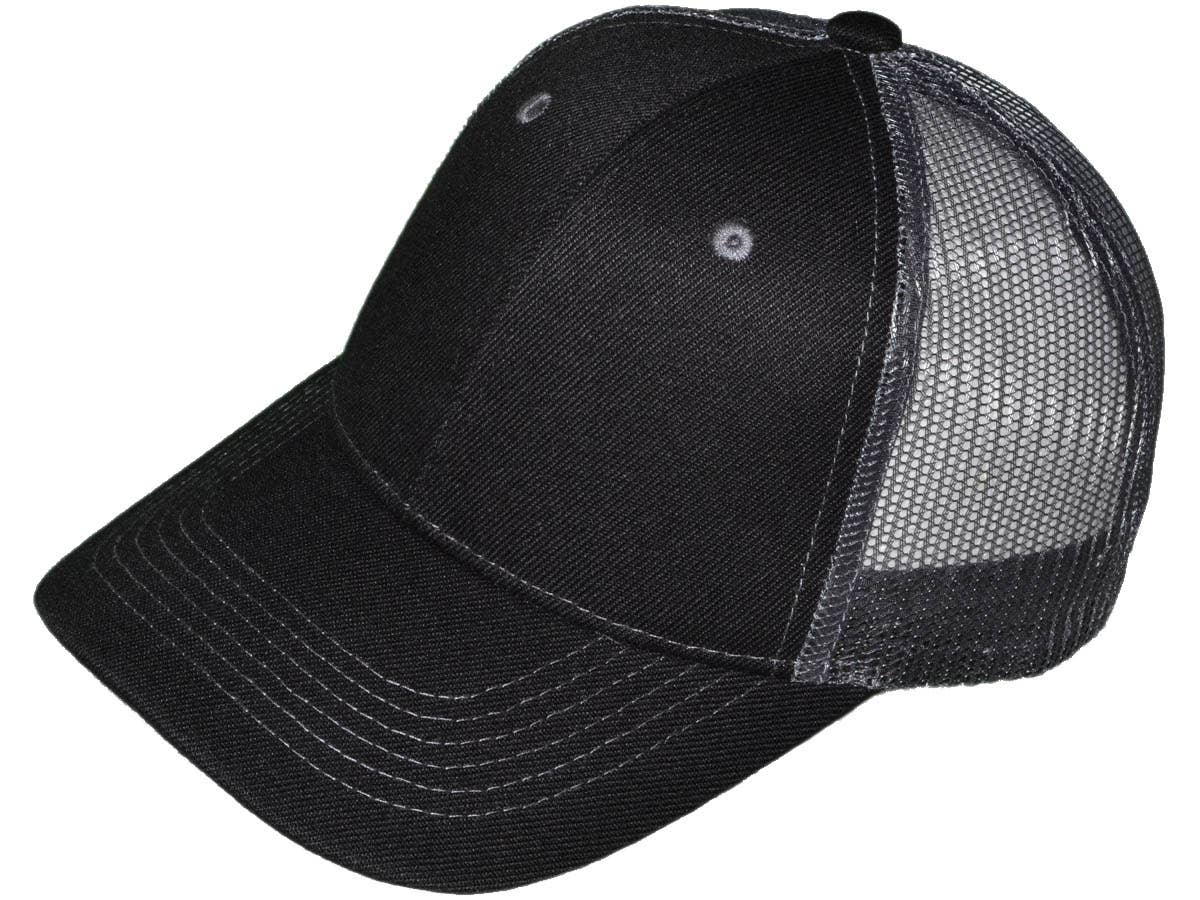 *Youth Size* Blank Trucker Hats - Structured Mesh BK Caps
