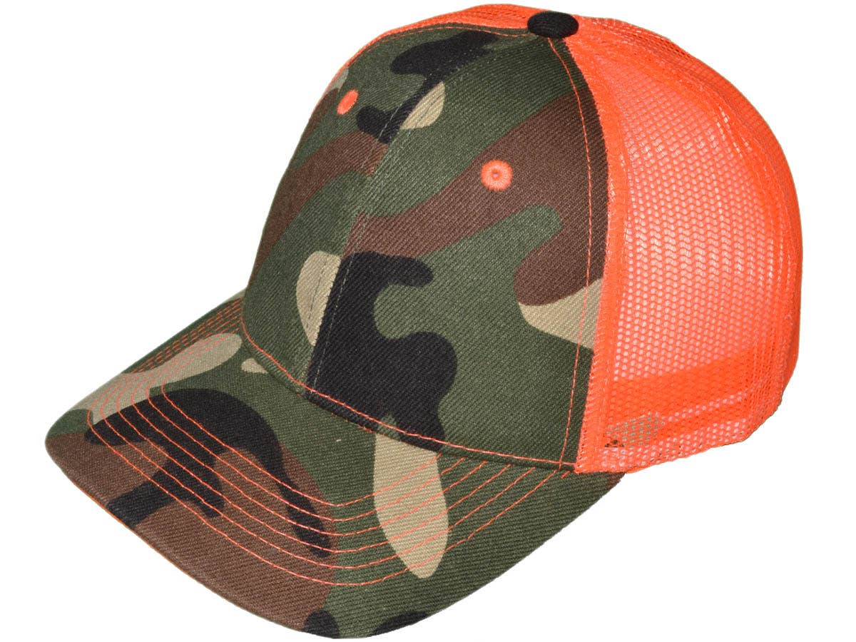 *Youth Size* Blank Trucker Hats - Structured Mesh BK Caps