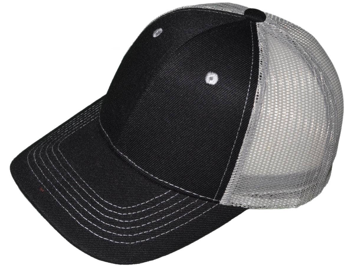 *Youth Size* Blank Trucker Hats - Structured Mesh BK Caps