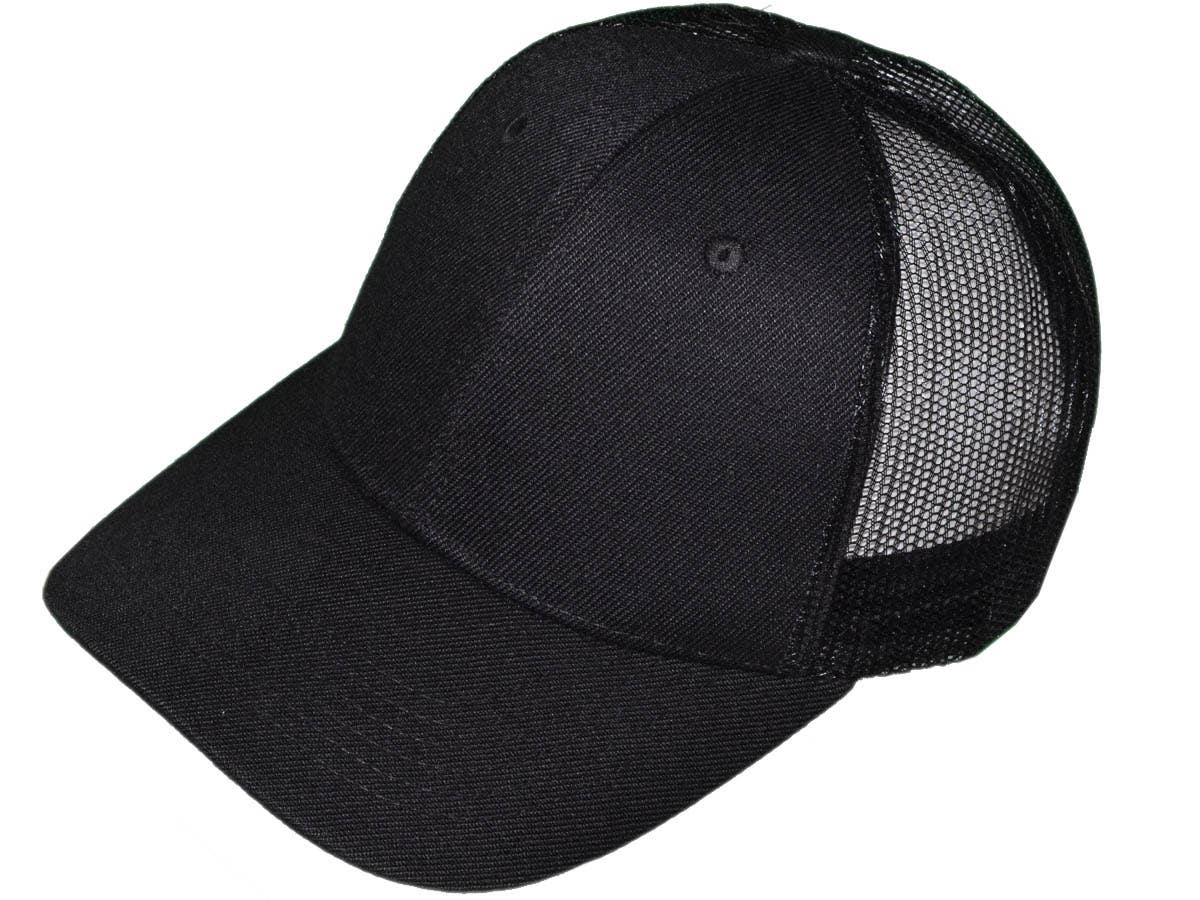 *Youth Size* Blank Trucker Hats - Structured Mesh BK Caps