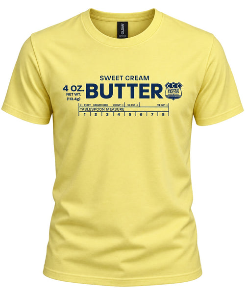 Yellow Gildan Softstyle T-shirt with Sweet Cream Butter graphic